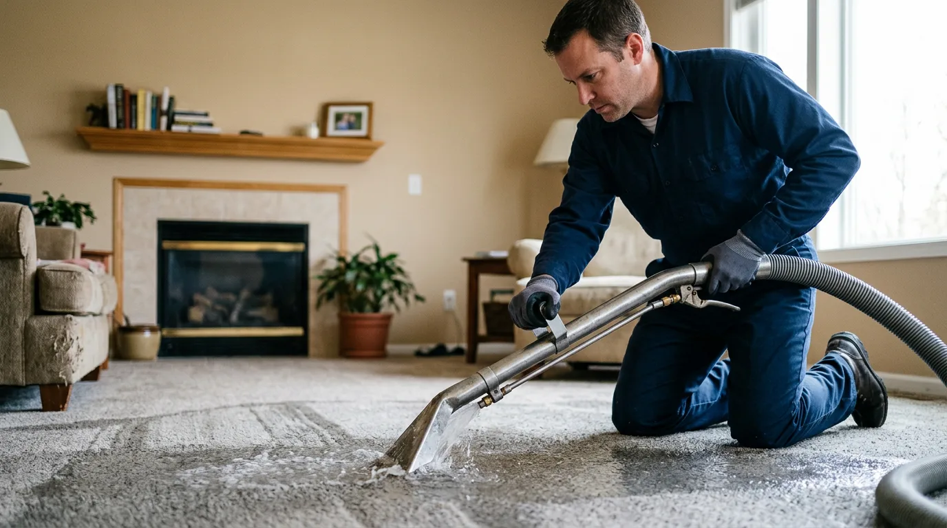 Water damage restoration technician working near Lebanon, OR